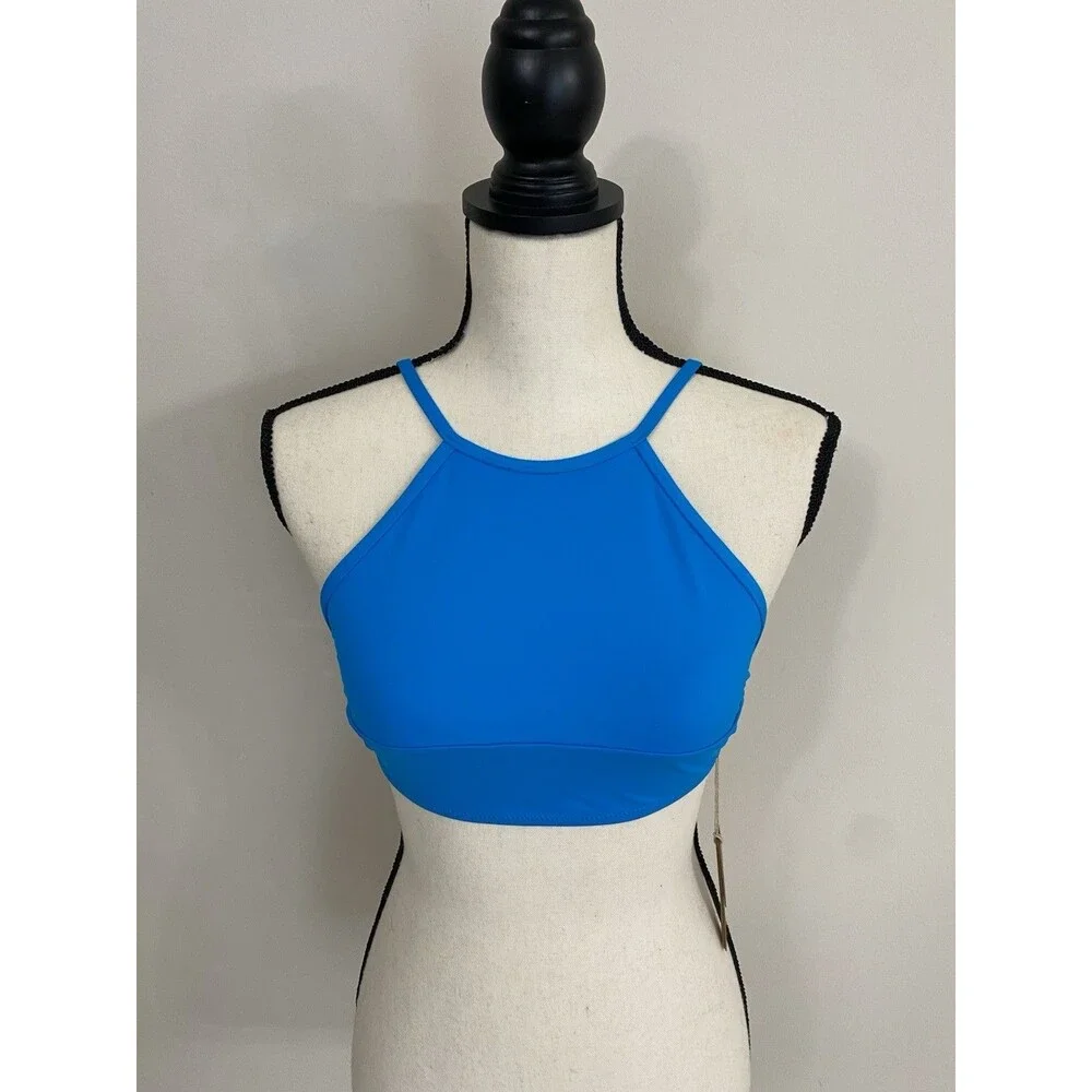 SKIMS Signature Swim High Neck Top Turquoise NWT Size S Small